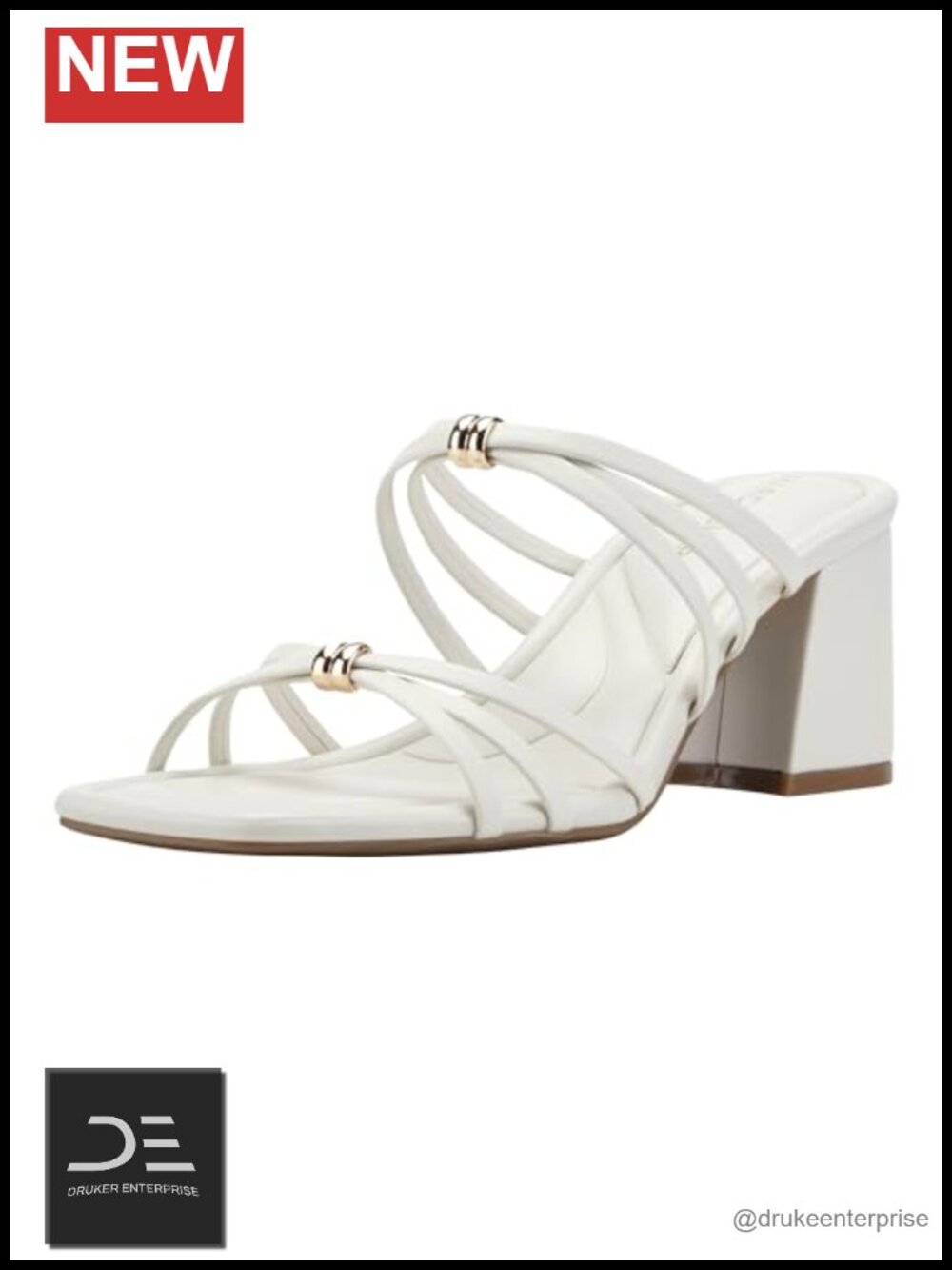 Marc Fisher Gabber Heeled Sandals Square Toe Block Heel Faux Leather